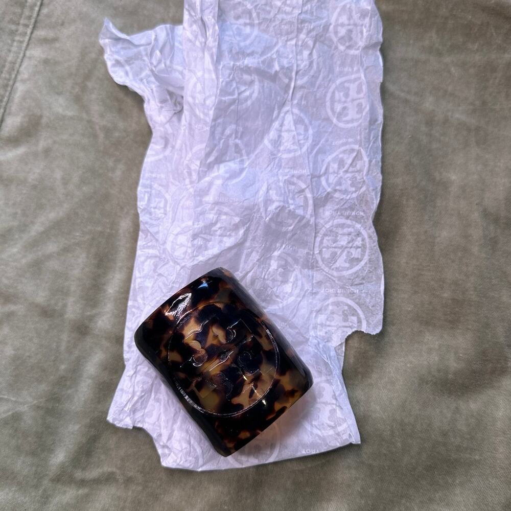 Tory Burch Logo" Resin" Tortoise Cuff Bracelet One Size